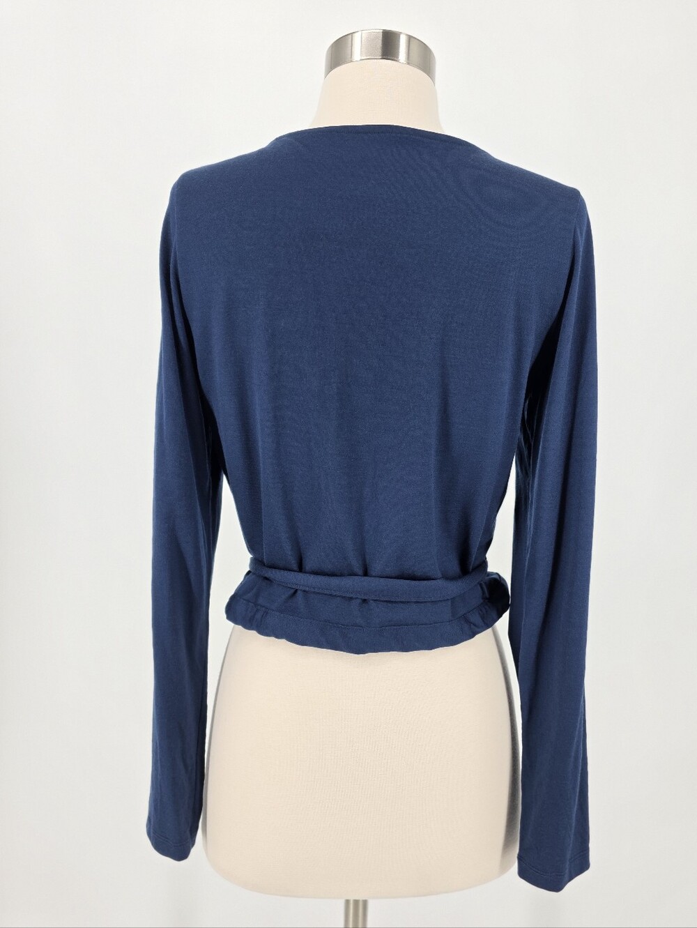 Wool& Merino Blend Blue Wrap Top, Sz M - Picture 2 of 11